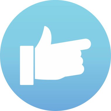 Başparmak vektör simgesi. biçim düz yuvarlak sembol, kobalt rengi ve yuvarlak açılar, beyaz arkaplan