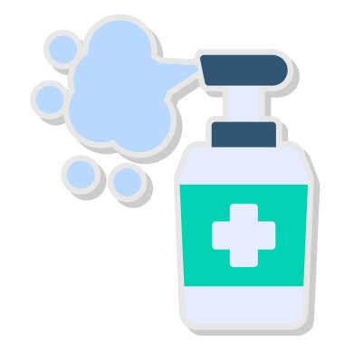 Sabun, dezenfeksiyon ve dezenfekte ile antiseptik şişesi. vektör düz tasarımı