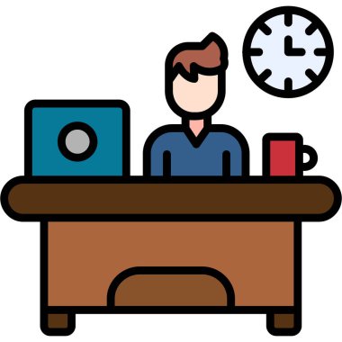 Yönetici bilgisayar ve vektör tasarımı ile çalışıyor