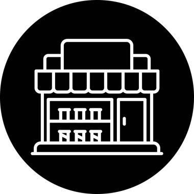 dükkan simgesi. Alışveriş ve süpermarketten beyaz arkaplanda modaya uygun düz simge biçimi vektörü