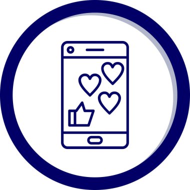 Cep telefonlu bir kalp. Web simgesi basit illüstrasyon