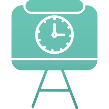 Alarm saat vektör simgesi. biçim düz çizgi sembolü, kobalt rengi, yuvarlak açılar, beyaz arkaplan