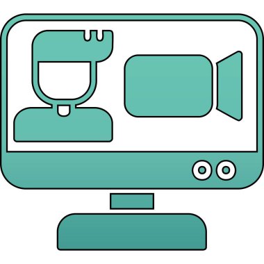 Video kamera simgesi. Web için video kamera vektör simgelerinin özet çizimi