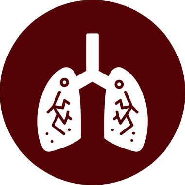 Akciğer vektör simgesi. biçim düz yuvarlak sembol, kahverengi renk, yuvarlak açılar, beyaz arkaplan.