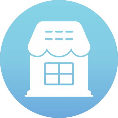 dükkan vektör simgesini sakla. biçim düz yuvarlak sembol, kobalt rengi, yuvarlak açılar, beyaz arkaplan.