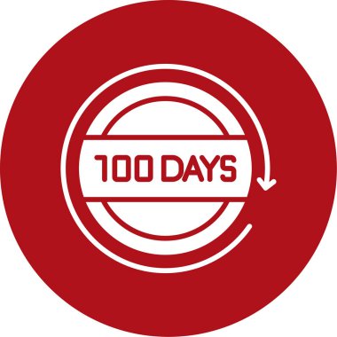 İkona geçmek için 10 gün. Beyaz arkaplanda düz dizaynlı kırmızı daire.