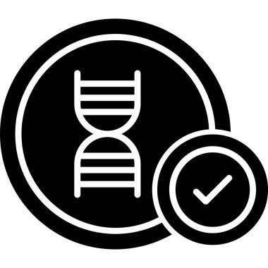 DNA testi kabartma simgesi. biçim iki renkli düz sembol, koyu gri ve siyah renkler, yuvarlak açılar, beyaz arkaplan.