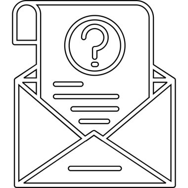 Soru işareti ve e-posta sembolü çizim tasarımı içeren zarf
