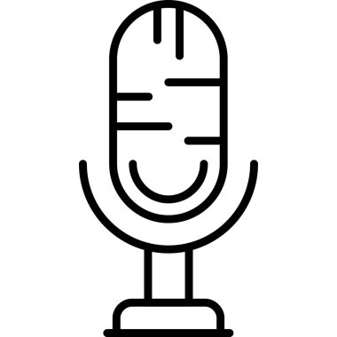 Mikrofon simgesi. Anahat mikrofon vektör simgesi beyaz arka plan üzerinde izole web tasarımı için