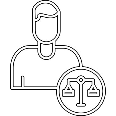 Yargıç Tokmak ve hukuk sembolü çizimi tasarımı