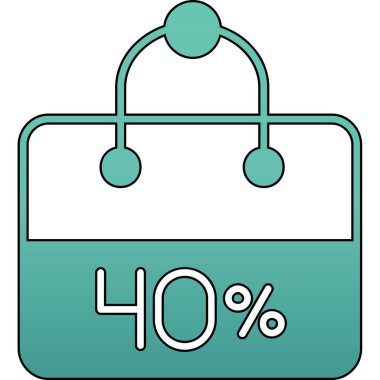 Yüzde indirim vektör simgesiyle alışveriş torbası