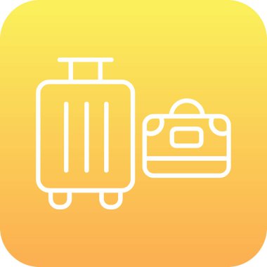 Seyahat ikonlu bavul. Web ve mobil için bavul vektör simgelerinin özet çizimi