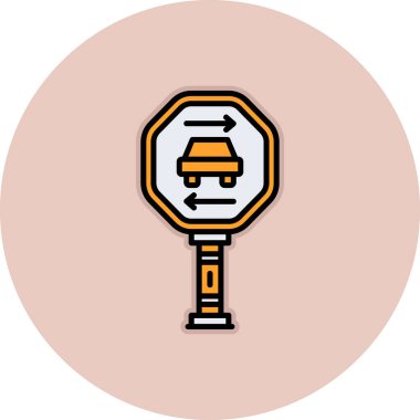 Yol trafik işareti simgesi, çizgi işareti doldurulmuş