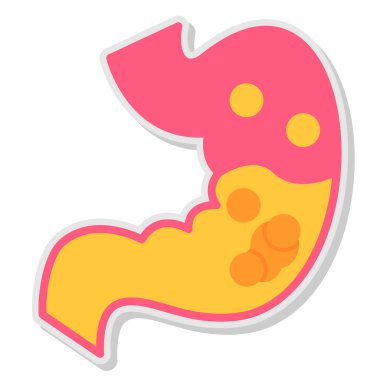 Mide organı simgesi, çizgi film tarzı.