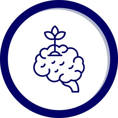 Beyin ikonu vektörü. Tarz düz bir sembol. yuvarlak açılar, mavi renk, beyaz arkaplan.