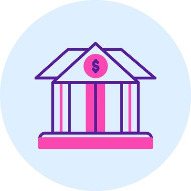 Banka binası simgesi vektör illüstrasyonu
