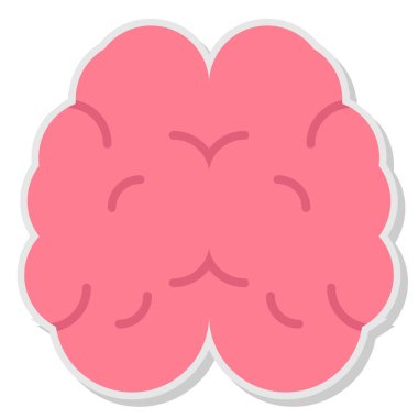 Beyin organı simgesi, çizgi film tarzı