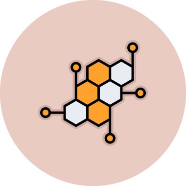 Kimyasal molekül ikonu. Web için molekül vektör simgelerinin özet çizimi