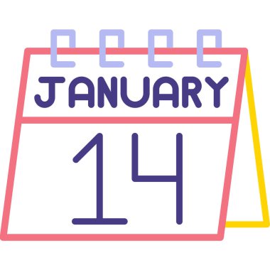 Ocak ayı tarihli takvim, izole edilmiş simge