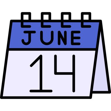 Haziran takvim simgesi. Düz renk. vektör illüstrasyonu.