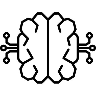 Beyin simgesi. Beyin vektör simgesi web için anahat çizimi