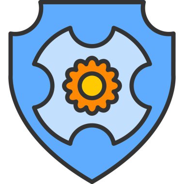 Beyaz arkaplanda izole edilmiş kalkan simgesi ve vektör illüstrasyonu