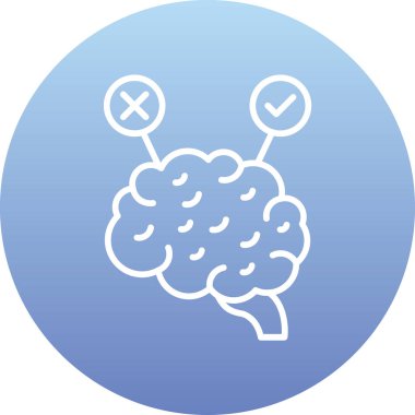 Beyin simgesi yumuşak mavi arkaplanda izole edilmiş modaya uygun düz stil.