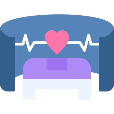 yataktaki kalp ikonu, ana hatlarıyla doldurulmuş.