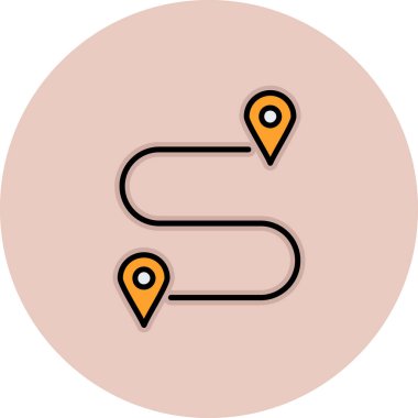 rota konumu simgesi. Web için yol vektör simgelerinin özet çizimi