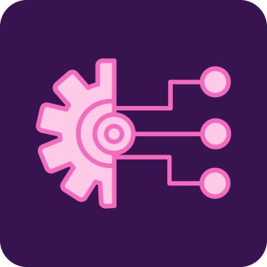 mikroçip vektör simgesi. mikroçip vektör sembolü. Düz çizim. Pembe arkaplanda yuvarlak kare düğme.