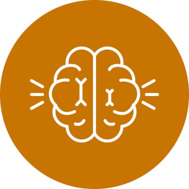 Beyin vektör simgesi. resim biçimi yuvarlak turuncu renkli, beyaz arkaplan üzerinde düz bir simge sembolüdür..