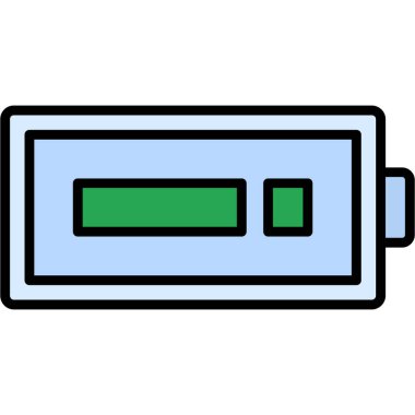 Elektrikli pil simgesi. Beyaz üzerine izole edilmiş elektrik pili vektör simgesinin ana hatları