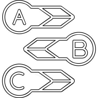 Farklı harf türlerinin vektör illüstrasyonu.