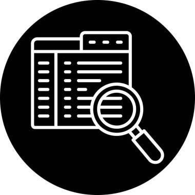 Belge ve simge ile büyüteç. vektör illüstrasyonu