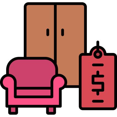 Mobilya. Web simgesi basit illüstrasyon