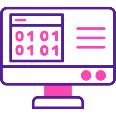 İkili Kod web simgesi, vektör illüstrasyonu