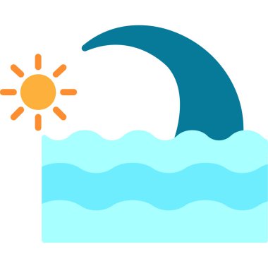 Ay ve beyaz bulutlu mavi bir güneşin vektör çizimi