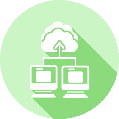 bulut depolama düz simgesi, bulut hesaplama ve internet, bilgisayar teknolojisi, vektör illüstrasyonu, beyaz arka plandaki renkli simge modayı düz moda tarzında