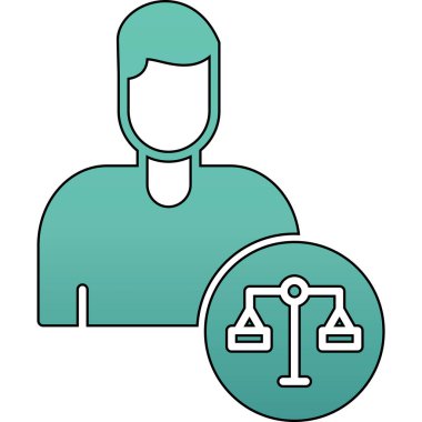 Adalet ve hukuk simgesi, vektör illüstrasyonu