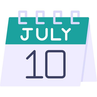 10 Temmuz - takvim simgesi - vektör düz biçimi