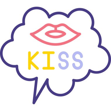 gökkuşağı gradyan çizgisi konuşma kabarcığıyla çizgi film dudakları çiziyor