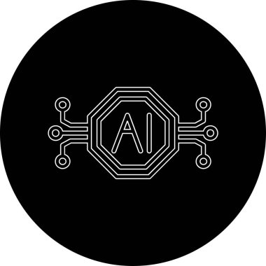 Yapay Zeka simgesi, vektör illüstrasyonu