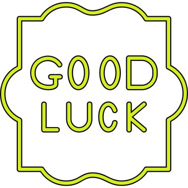 Sarı daire basit damgası yazılmış iyi şanslar metni.