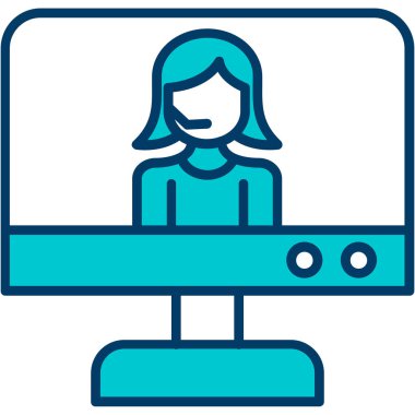 kadın ofis masası simgesi - taslak biçimi