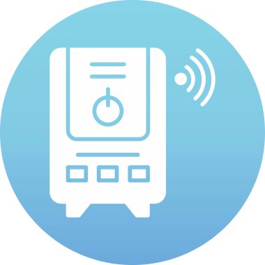 radyo vektör simgesi. biçim düz yuvarlak sembol, kobalt rengi, yuvarlak açılar, beyaz arkaplan.