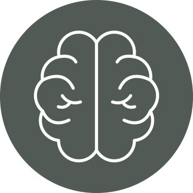 Beyin ikonu vektörü. biçim düz simge sembolüdür, yuvarlak açılar, gri renk, beyaz arkaplan.