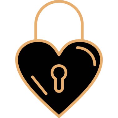 anahtar kalp aşk simgesi düz stil