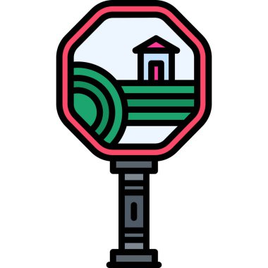 sokak ışığı simgesi renk ana hatları vektörü