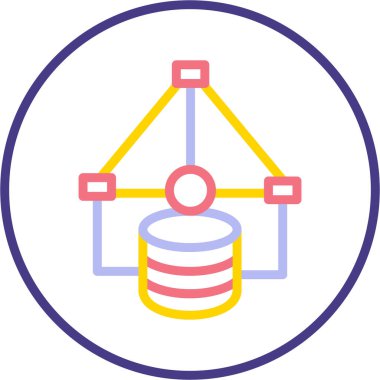 veri merkezi simgesi. Web için veritabanı vektör simgelerinin özet çizimi