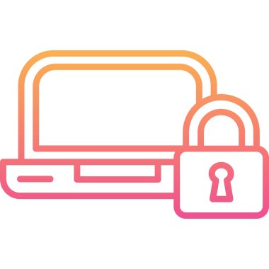 Kilit simgesi vektör illüstrasyon tasarımlı dizüstü bilgisayar